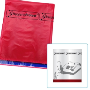Folientasche, Bags Hygiene Protect rot, unrein/dirty, 60 x 90 cm (25 Stück) Sicherheitsverschluss