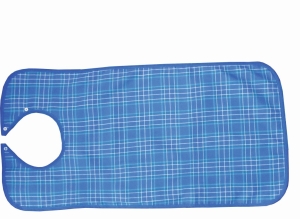 Latz blau-kariert Polyester 45 x 90 cm Druckknopfverschluss, waschbar bis 60°C