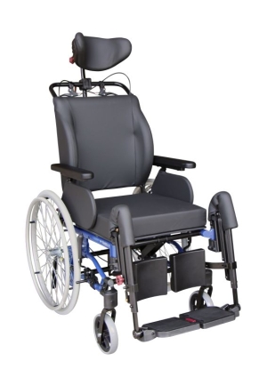 Rollstuhl Netti 4U CE , blau, Trommelbremse, Kopfstütze