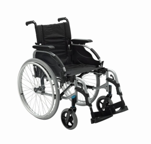Rollstuhl Action2 NG ST 42,5 cm,TrBr, Steckachse, PU, silbergrau, höhenverstellbare Armlehnen